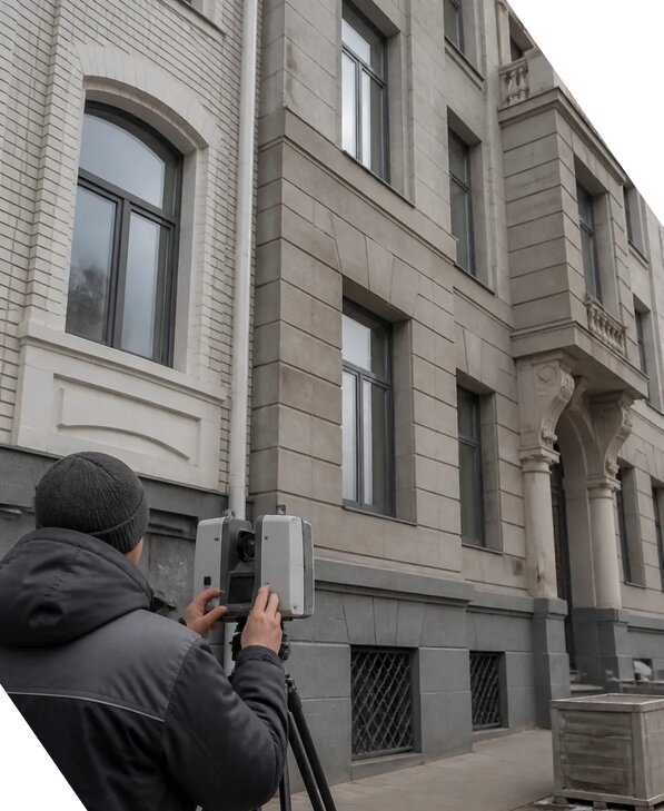 Лазерное сканирование фасадов зданий для обследования в Северске